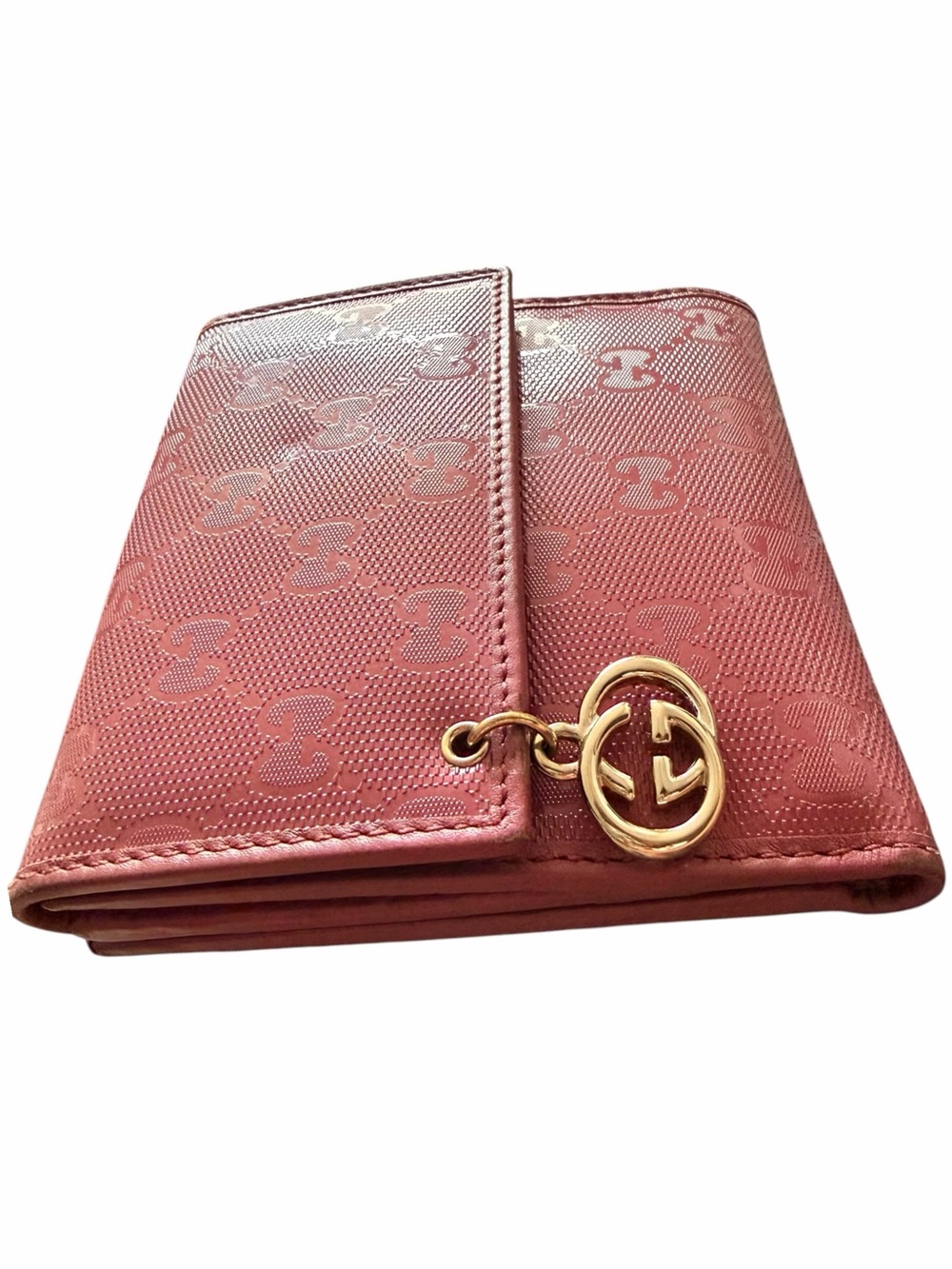 AUTHENTIC Gucci Rose Pink GG Embossed Leather Wallet- FREE COA - Picture 3 of 10